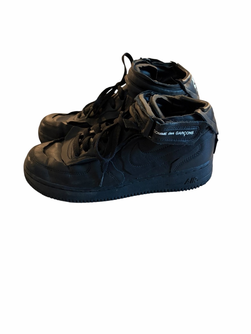 Nike Air Force 1 Mid x Comme des Garcons Black Leather High-Top Sneaker - Picture 3 of 7